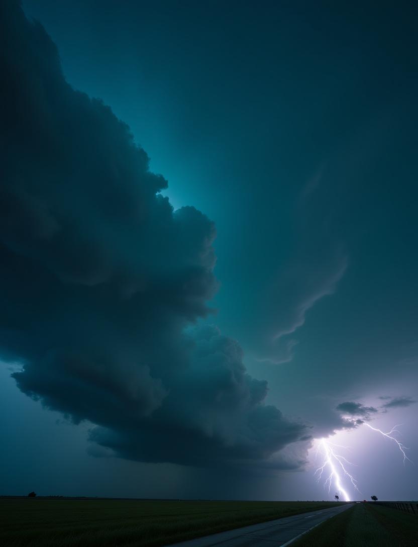 Dramatic thunderstorm supercell during storm chasing expedition